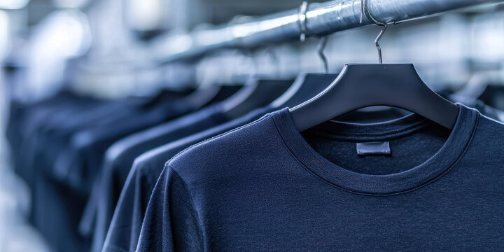 T-shirts printed on an assembly line in a garment factory, dtf color pattern printing.