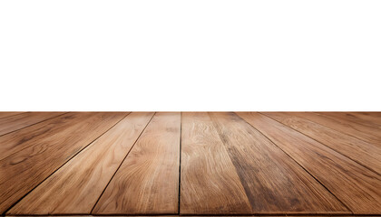 Empty wooden table cutout isolated on transparent background. Wood table mockup for product display