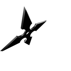 3D Illustration of a Ninja Shuriken –Realistic depiction of a traditional throwing star with sharp blades, metallic texture, and detailed design, perfect for digital art projects, graphics, and poster