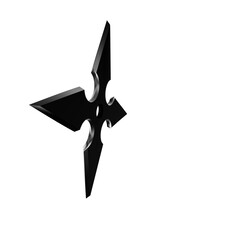 3D Illustration of a Ninja Shuriken –Realistic depiction of a traditional throwing star with sharp blades, metallic texture, and detailed design, perfect for digital art projects, graphics, and poster