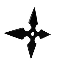3D Illustration of a Ninja Shuriken –Realistic depiction of a traditional throwing star with sharp blades, metallic texture, and detailed design, perfect for digital art projects, graphics, and poster