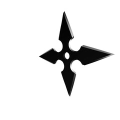 3D Illustration of a Ninja Shuriken –Realistic depiction of a traditional throwing star with sharp blades, metallic texture, and detailed design, perfect for digital art projects, graphics, and poster