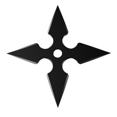 3D Illustration of a Ninja Shuriken –Realistic depiction of a traditional throwing star with sharp blades, metallic texture, and detailed design, perfect for digital art projects, graphics, and poster