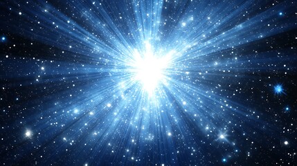 Fototapeta premium A bright explosion of light in a starry background, depicting cosmic energy and beauty.