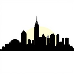 Fototapeta premium City skyline silhouette black and white background silhouetted skyline cityscape architecture illustration building city vector