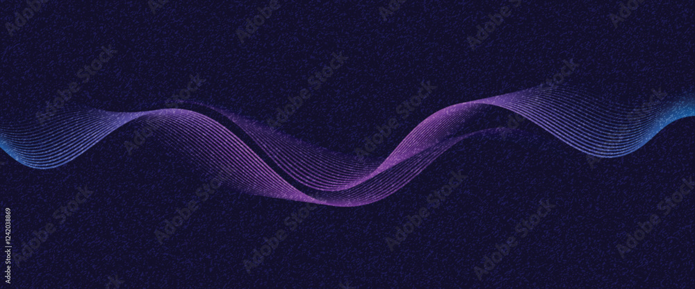 Aufkleber abstract glowing wave lines on dark blue background. dynamic wave pattern. modern flowing wavy lines