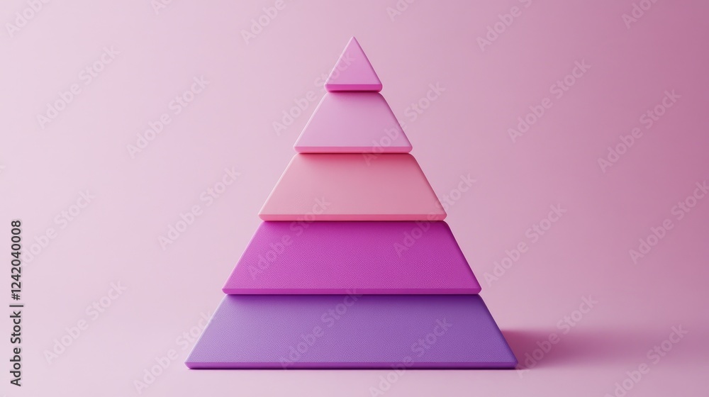 Aufkleber a d pyramid chart with smooth gradients, each level representing business strategy steps, displayed 