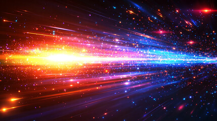 Fototapeta premium Dynamic speed technology light concept with modern blurred motion, symbolizing progress, innovation, and digital transformation. Futuristic background with empty space for captions.