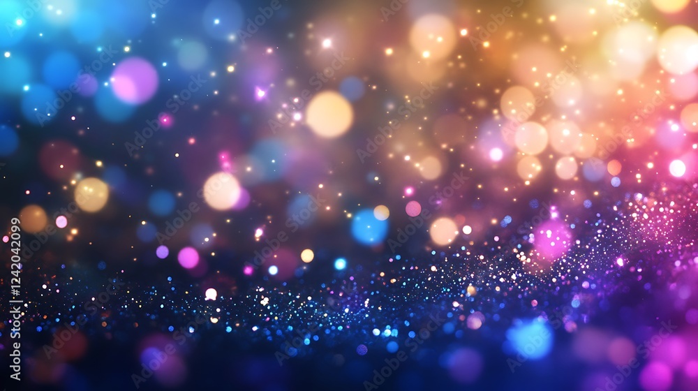 Wall mural a vibrant display of colorful bokeh lights creating a festive and dreamy atmosphere.