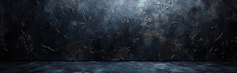A blank dark black grainy wall background, offering a dramatic and bold canvas for creative projects and designs.