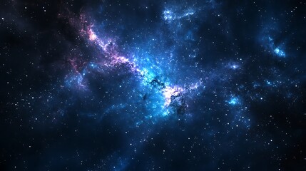 Naklejka premium A vibrant cosmic scene showcasing colorful nebulae and countless stars in deep space.