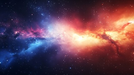 Obraz premium A vibrant cosmic scene showcasing colorful nebulae and stars in space.