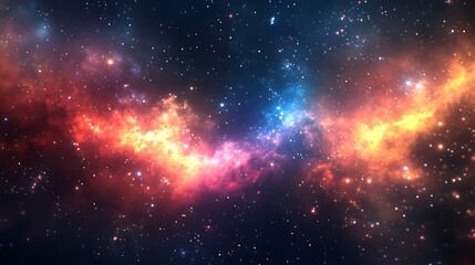 Fototapeta premium A vibrant cosmic scene filled with colorful nebulae and stars in the vast universe.