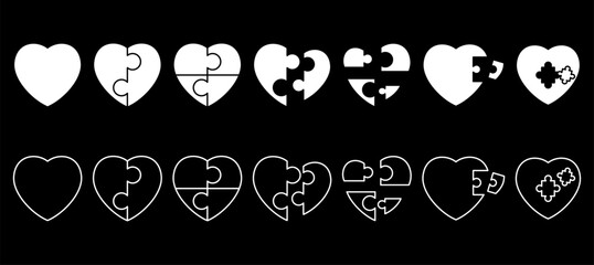heart.set of hearts.colorful hearts.hearts puzzle.broken heart.broken feelings.love icons hearts