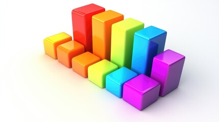 Obraz premium A stacked bar graph with soft shadows and gradient colors on a white surface, emphasizing financial or analytical data structure