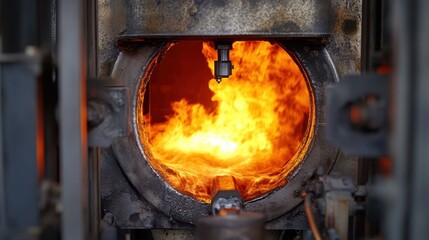 Molten steel refining process in a basic oxygen furnace with visible intense heat display