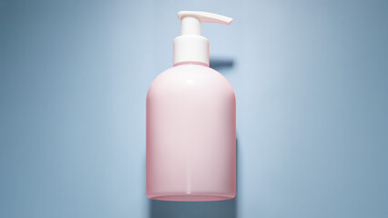 Mockup Jar with dispenser for soap, lotion, beauty care products on blue background