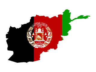 map of Afghanistan with flag