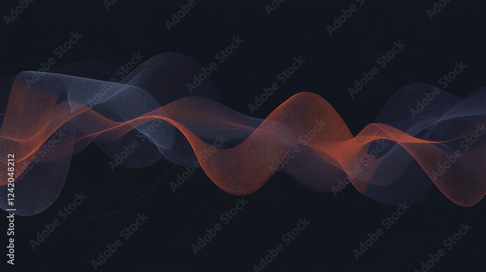 Poster overlapping line graphs in contrasting colors on a dark background, symbolizing business trends and 