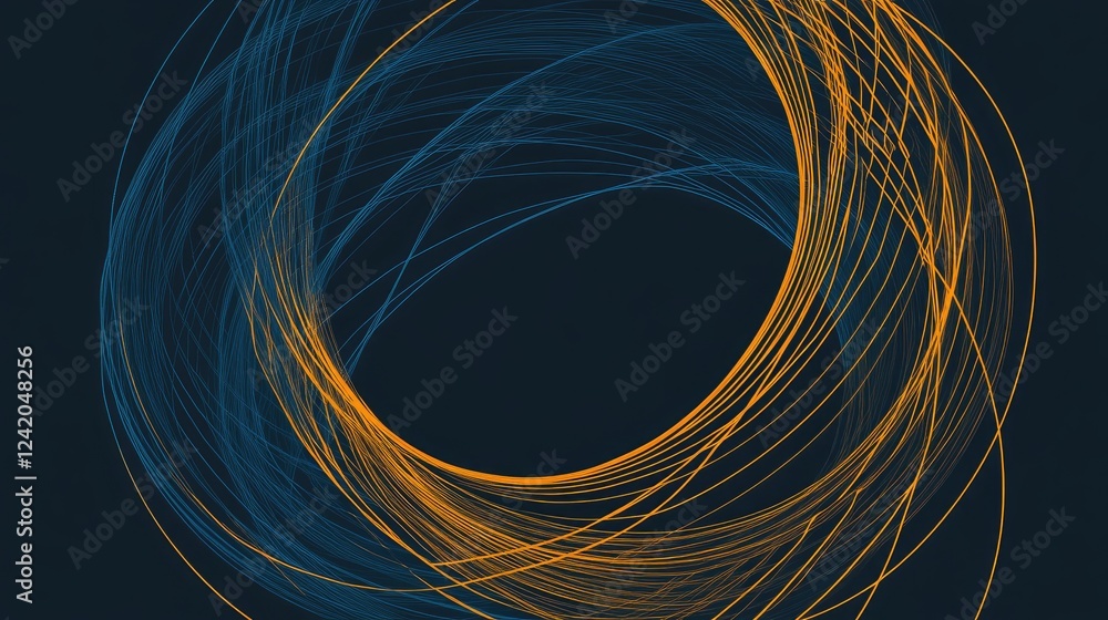 Poster overlapping line graphs in contrasting colors on a dark background, symbolizing business trends and 