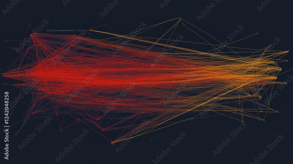 Poster overlapping line graphs in contrasting colors on a dark background, symbolizing business trends and 
