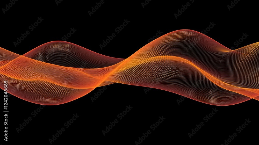 Poster soft, flowing gradient lines in warm colors, overlapping slightly on a dark background, creating a v