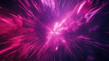 Fototapeta premium Vibrant pink and purple fireworks exploding in a starburst pattern, illuminating the night sky with a sense of joy and celebration