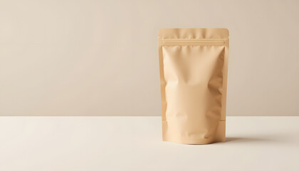 Brown packaging bag on minimalistic background