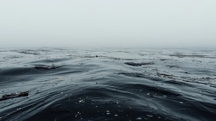 Obraz premium Moody Seascape: A Tranquil Ocean Under a Misty Sky