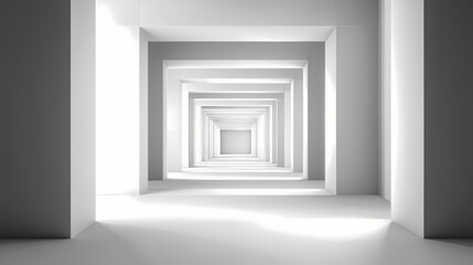 3d tunnel of cubes illuminated by light creates a surreal sense of depth and perspective in a digital space. Perspective Depth Techniques. Illustration