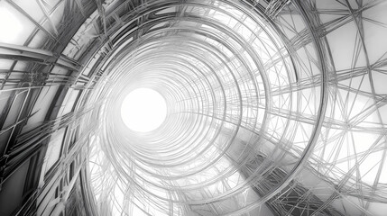 A striking abstract of a wireframe structure, illustrating depth and perspective with a monochromatic scheme, creating an intriguing visual experience. Perspective Depth Techniques. Illustration