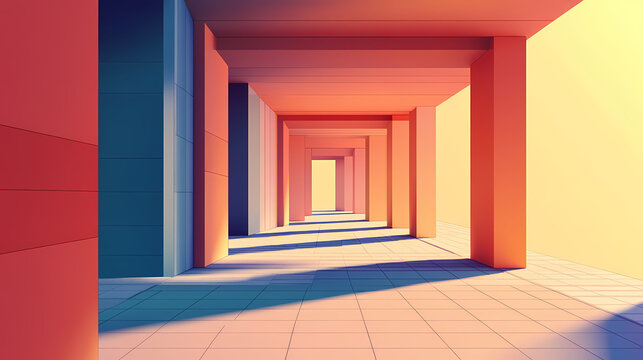 Abstract linear design showcasing depth and perspective in a modern architectural space. Perspective Depth Techniques. Illustration