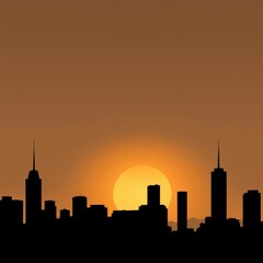 Obraz premium City skyline at sunset illustration silhouetted skyline cityscape architecture illustration building city vector