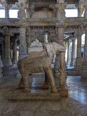 The main walkway has the king on the elephant in marble, Udaipur, India
