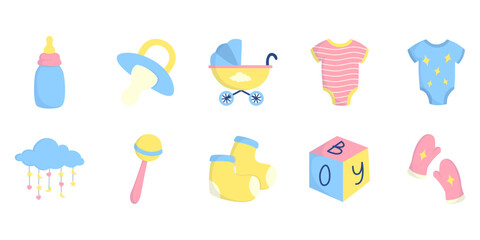 Baby Shower Decoration Illustration Set