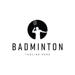 simple sport design simple badminton logo black silhouette minimalist shuttlecock vintage concept
