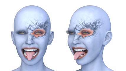 女性の顔アップ　3DCGレンダリング