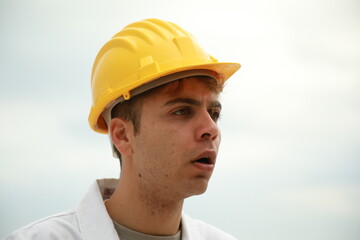Engineer Angry About Bad Work Done By Workers Nervously Scolding Them On Beach
