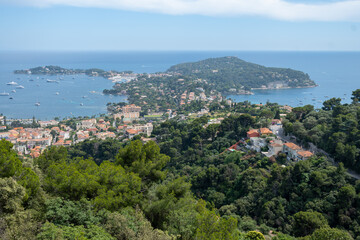 Panoramic view of Saint-Jean-Cap-Ferrat commune in Alpes-Maritimes in Provence-Alpes-Cote d'Azur, French Riviera, France