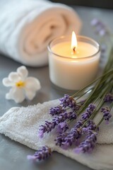 Spa Candle and Lavender Arrangement