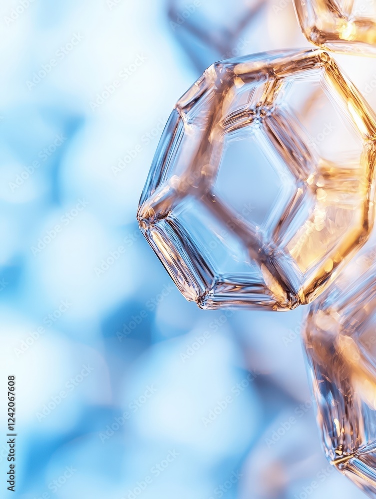 Aufkleber abstract geometric crystal shapes in soft blue tones creating a mesmerizing modern design for backgr