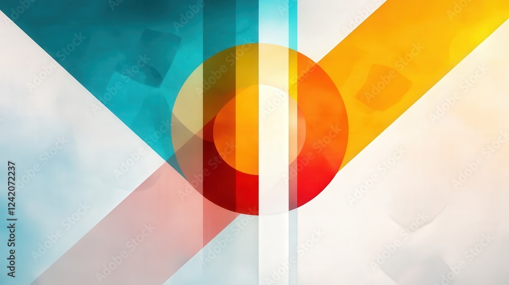 Poster abstract colorful geometric design with overlapping circles and stripes