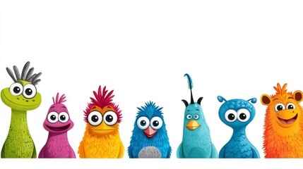 Fototapeta premium Colorful Cartoon Creatures with Big Eyes and Unique Features