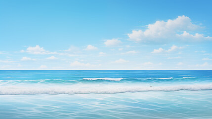 Fototapeta premium Calm Ocean Waves Background with Clear Sky and Soft Sunlight