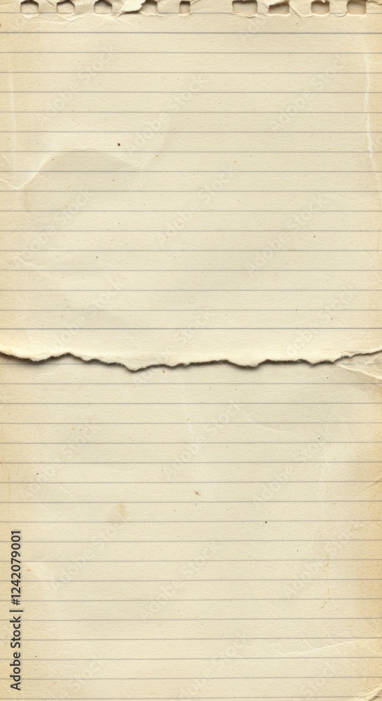 Poster Vintage torn lined paper with textured edges and subtle aging marks