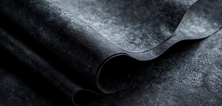 A closeup of black paper texture, providing a detailed and rich surface ideal for designs requiring depth and intensity.