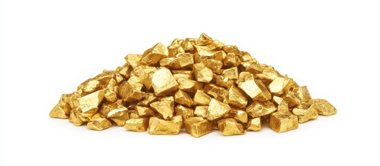 Gold nuggets pile, studio shot, white background, wealth (3)