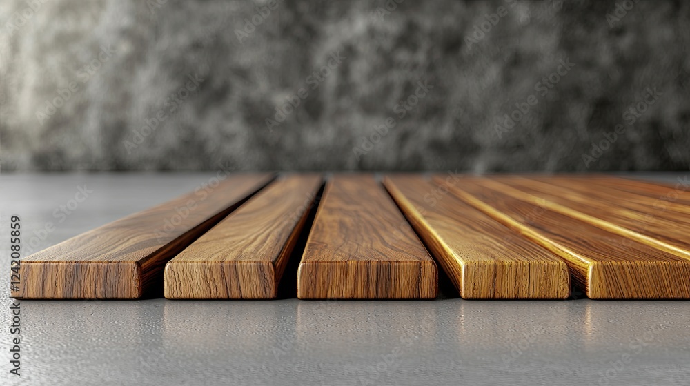 Poster wooden planks arranged in a modern setting highlighting texture and design details on a smooth surfa