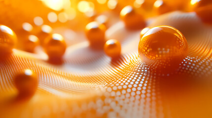Orange spheres soft waves futuristic abstract composition light interplay interactive grid depth energy. Interactive & Kinetic Designs. Illustration