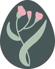 Easter Egg With Flower Handdrawn